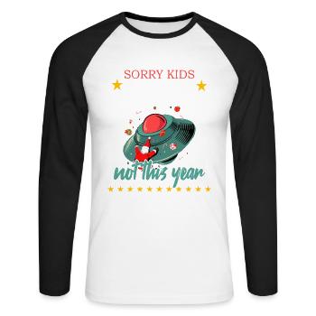 Christmas Santa Claus UFO - Unisex Long Sleeve Baseball T-Shirt - white/black - Front - Nik (191cm)