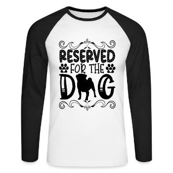 Réservé au chien - T-shirt baseball manches longues Homme - blanc/noir - Devant - Nik (191cm)