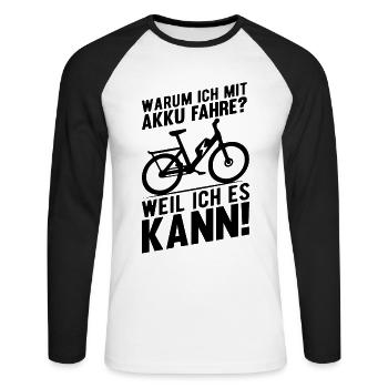 eBike Cycliste Vélo de montagne électrique E-Bike Fa - T-shirt baseball manches longues Homme - blanc/noir - Devant - Nik (191cm)