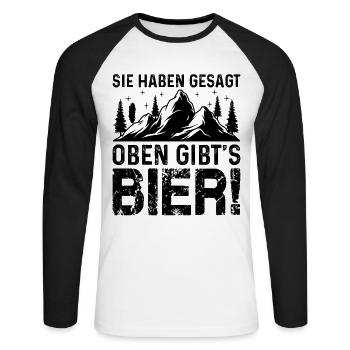 Mountain hiking trekking - you said above there is - Unisex Long Sleeve Baseball T-Shirt - white/black - Front - Nik (191cm)