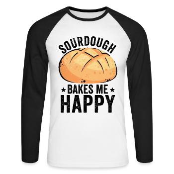 Funny bread baker - Unisex Long Sleeve Baseball T-Shirt - white/black - Front - Nik (191cm)