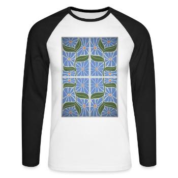 Jugendstil, Arts & Crafts, Aesthetic, Vintage-1900 - Unisex Baseballshirt langarm - Weiß/Schwarz - Vorne - Nik (191cm)