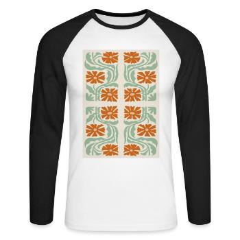 Jugendstil, Arts & Crafts, Aesthetic, Vintage-1900 - Unisex Baseballshirt langarm - Weiß/Schwarz - Vorne - Nik (191cm)
