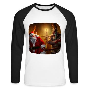 Santa Claus & Krampus - Unisex Long Sleeve Baseball T-Shirt - white/black - Front - Nik (191cm)