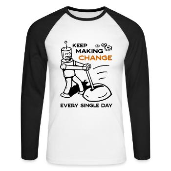 Jeden Tag Veränderungen vornehmen - 5 - Unisex Baseballshirt langarm - Weiß/Schwarz - Vorne - Nik (191cm)