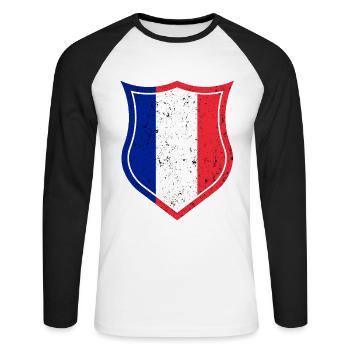 Frankreich - Unisex Baseballshirt langarm - Weiß/Schwarz - Vorne - Nik (191cm)