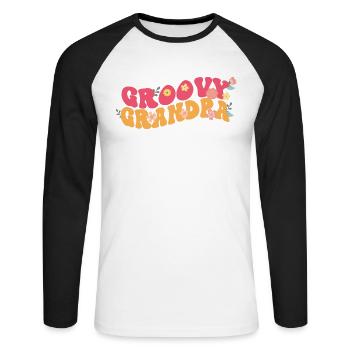 Groovy Grandpa Jardin Plantes Fleurs Décoration Florale - T-shirt baseball manches longues Homme - blanc/noir - Devant - Nik (191cm)