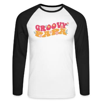 Groovy Papa Jardin Plante Fleurs Décor Floral - T-shirt baseball manches longues Homme - blanc/noir - Devant - Nik (191cm)