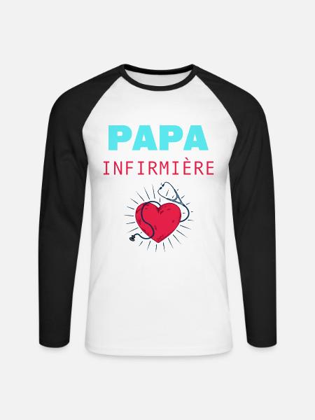 STOLZER VATER EINER KRANKENSCHWESTER - Unisex Baseballshirt langarm - Weiß/Schwarz