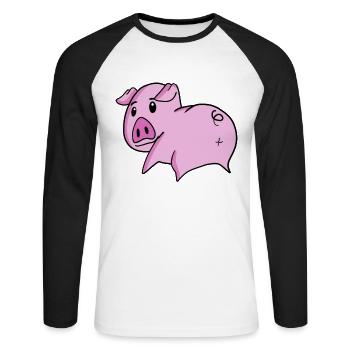 Pig Ass - Pig Butt - Unisex Long Sleeve Baseball T-Shirt - white/black - Front - Nik (191cm)