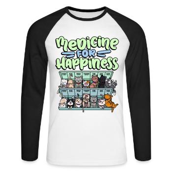 Ma pilule Happy Medicine Every Day - T-shirt baseball manches longues Homme - blanc/noir - Devant - Nik (191cm)