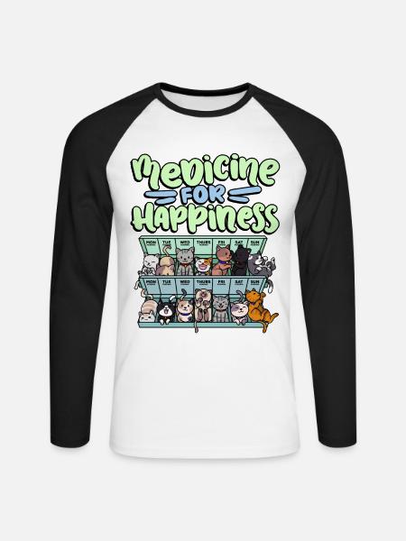 My Happy Medicine Every Day Pill - Unisex Long Sleeve Baseball T-Shirt - white/black