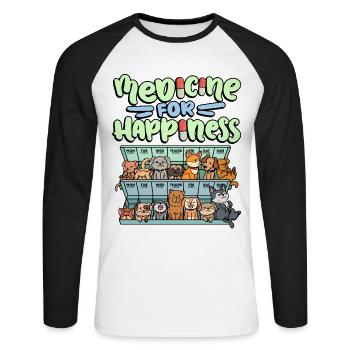 Ma pilule Happy Medicine Every Day - T-shirt baseball manches longues Homme - blanc/noir - Devant - Nik (191cm)