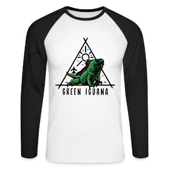 Green Iguana Reptile Keeper Lizard - Unisex Long Sleeve Baseball T-Shirt - white/black - Front - Nik (191cm)