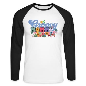 Groovy Mommy Garden Plant Fleurs Décoration Florale - T-shirt baseball manches longues Homme - blanc/noir - Devant - Nik (191cm)