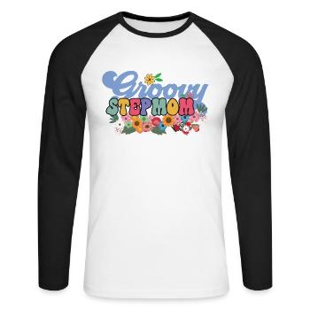 Groovy stepmother garden plant flowers - Unisex Long Sleeve Baseball T-Shirt - white/black - Front - Nik (191cm)
