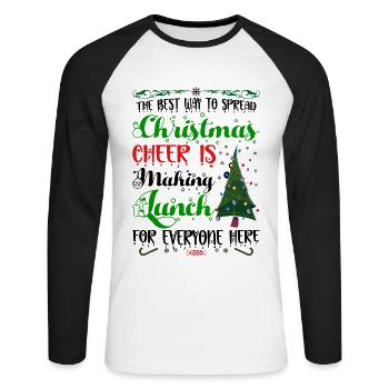 Dîner de Noël moche Noël moche - T-shirt baseball manches longues Homme - blanc/noir - Devant - Nik (191cm)