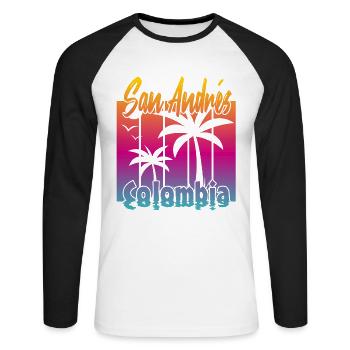 San Andrés Colombia - Unisex Baseballshirt langarm - Weiß/Schwarz - Vorne - Nik (191cm)