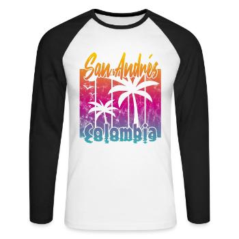 San Andrés Colombia - Unisex Baseballshirt langarm - Weiß/Schwarz - Vorne - Nik (191cm)