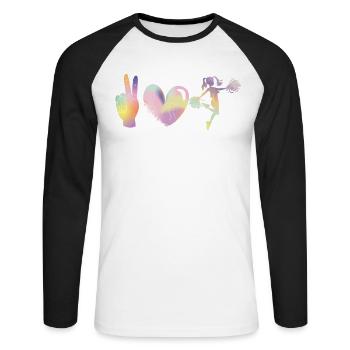 Peace Love Applause Design pour - T-shirt baseball manches longues Homme - blanc/noir - Devant - Nik (191cm)