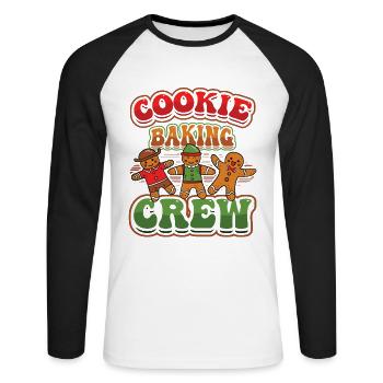Équipe de cuisson des biscuits, Noël, pain d’épices. - T-shirt baseball manches longues Homme - blanc/noir - Devant - Nik (191cm)