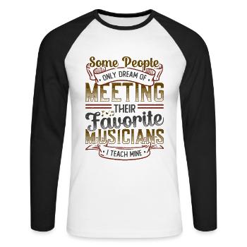Ich Schnarche Nicht, Ich Träume, Ich Bin Eine Tuba - Unisex Baseballshirt langarm - Weiß/Schwarz - Vorne - Nik (191cm)