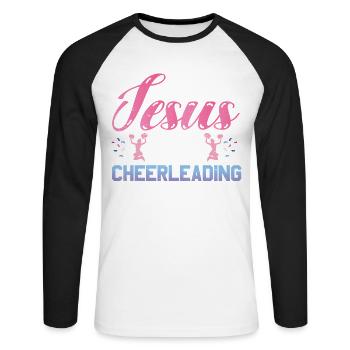 This girl runs on Jesus and cheers the - Unisex Long Sleeve Baseball T-Shirt - white/black - Front - Nik (191cm)