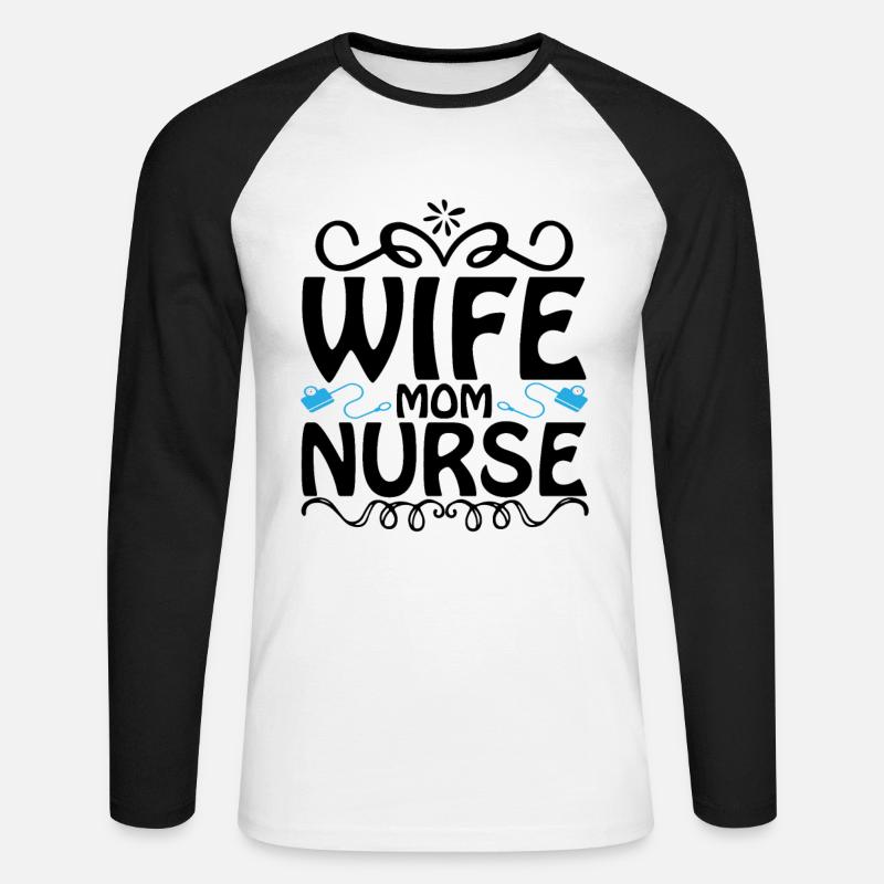 Ehefrau Mutter Krankenschwester - Unisex Baseballshirt langarm - Weiß/Schwarz