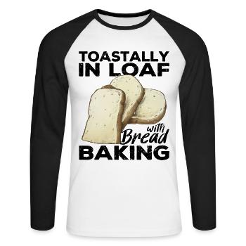Funny bread baker - Unisex Long Sleeve Baseball T-Shirt - white/black - Front - Nik (191cm)