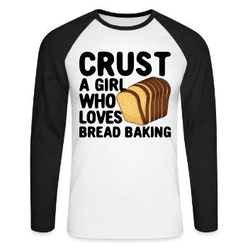 Funny bread baker - Unisex Long Sleeve Baseball T-Shirt - white/black - Front - Nik (191cm)