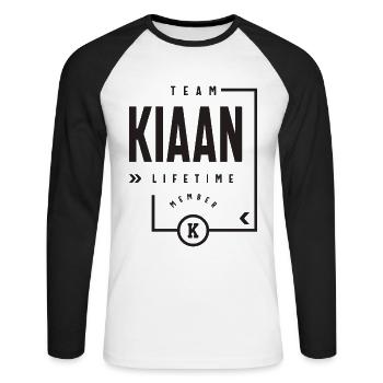 Nom personnalisé du membre à vie de l’équipe Kiaan - T-shirt baseball manches longues Homme - blanc/noir - Devant - Nik (191cm)