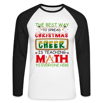 Ugly Christmas Mathe-Lehrer Ugly Christmas Sweater - Unisex Baseballshirt langarm - Weiß/Schwarz - Vorne - Nik (191cm)