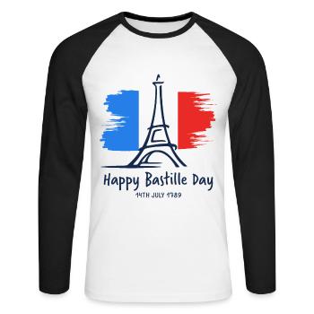 Ich Liebe Paris Eiffelturm Andenken Frankreich - Unisex Baseballshirt langarm - Weiß/Schwarz - Vorne - Nik (191cm)