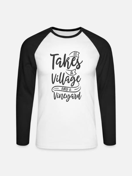 Dorf und Weinberg - Unisex Baseballshirt langarm - Weiß/Schwarz