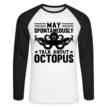 Céphalopode poulpe - peut spontanément parler de - T-shirt baseball manches longues Homme - blanc/noir - Devant - Nik (191cm)