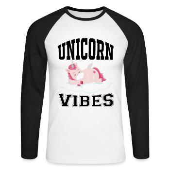 Unicorn Vibes Unicorn - T-shirt baseball manches longues Homme - blanc/noir - Devant - Nik (191cm)