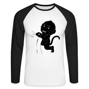 Monkey Baby Orangutan - Cute Monkey - Unisex Long Sleeve Baseball T-Shirt - white/black - Front - Nik (191cm)