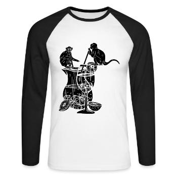 Singes orangs-outans avec sangria - Funny Monkey Oran - T-shirt baseball manches longues Homme - blanc/noir - Devant - Nik (191cm)