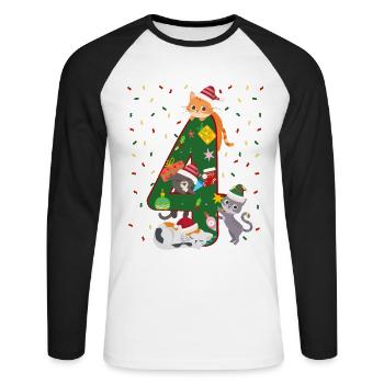 4 ans Enfants Cadeau de Noël Mignon - T-shirt baseball manches longues Homme - blanc/noir - Devant - Nik (191cm)