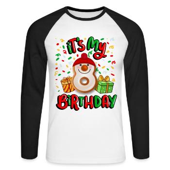 Es Ist Mein 8. Geburtstag Xmas Geschenk 8. - Unisex Baseballshirt langarm - Weiß/Schwarz - Vorne - Nik (191cm)