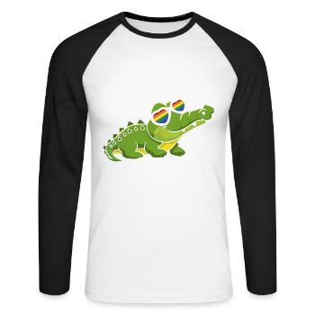 Allygator Alligator hétéro-allié - T-shirt baseball manches longues Homme - blanc/noir - Devant - Nik (191cm)
