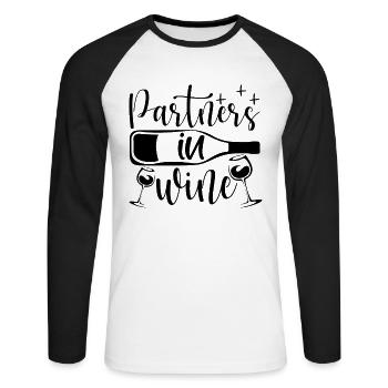 Partenaire dans le vin - T-shirt baseball manches longues Homme - blanc/noir - Devant - Nik (191cm)