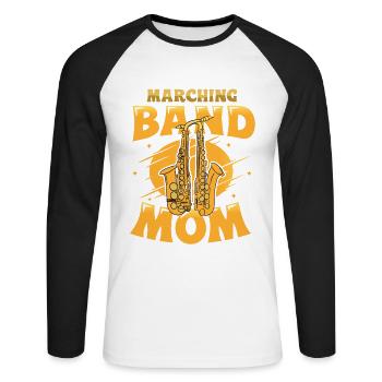 Marching Band Mom Saxophon Band Mom. - Unisex Baseballshirt langarm - Weiß/Schwarz - Vorne - Nik (191cm)