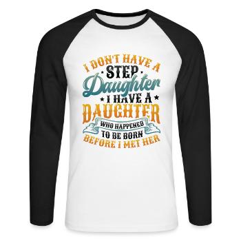 La fille est née par hasard. - T-shirt baseball manches longues Homme - blanc/noir - Devant - Nik (191cm)