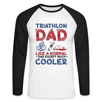 Triathlon-Dad, wie ein normaler Dad, nur cooler. - Unisex Baseballshirt langarm - Weiß/Schwarz - Vorne - Nik (191cm)