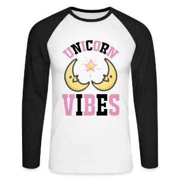 Unicorn Vibes Unicorn - T-shirt baseball manches longues Homme - blanc/noir - Devant - Nik (191cm)