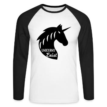 Unicorns exist Unicorn - Unisex Long Sleeve Baseball T-Shirt - white/black - Front - Nik (191cm)