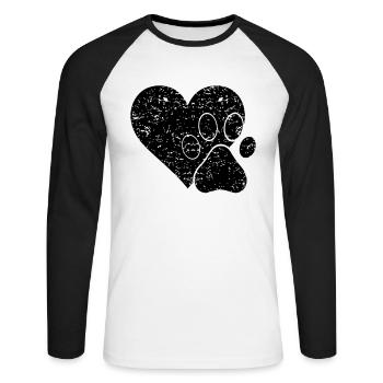 Cœur de patte - T-shirt baseball manches longues Homme - blanc/noir - Devant - Nik (191cm)