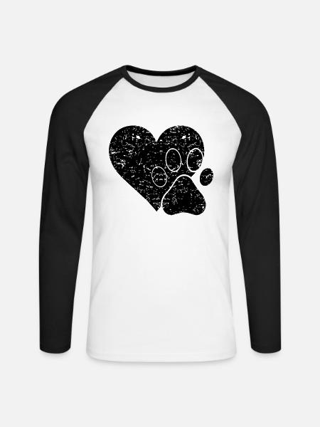 Pfotenherz - Unisex Baseballshirt langarm - Weiß/Schwarz