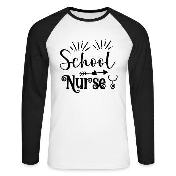School nurse - Unisex Long Sleeve Baseball T-Shirt - white/black - Front - Nik (191cm)